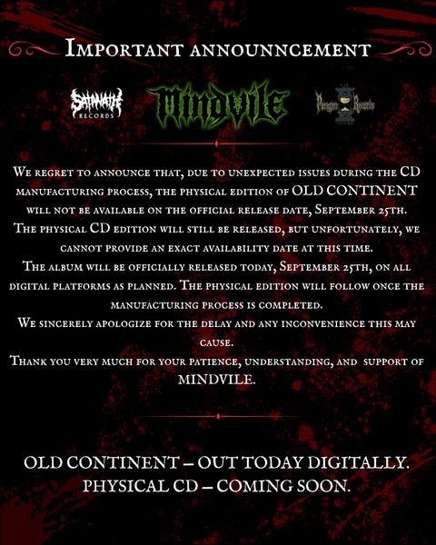 Mindvile - Old Continet DIGI CD DELAYED!!!