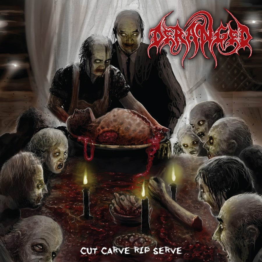 Deranged - Cut Carve Rip Serve WHITE WITH BLACK SWIRL AND RED SPLATTER LP