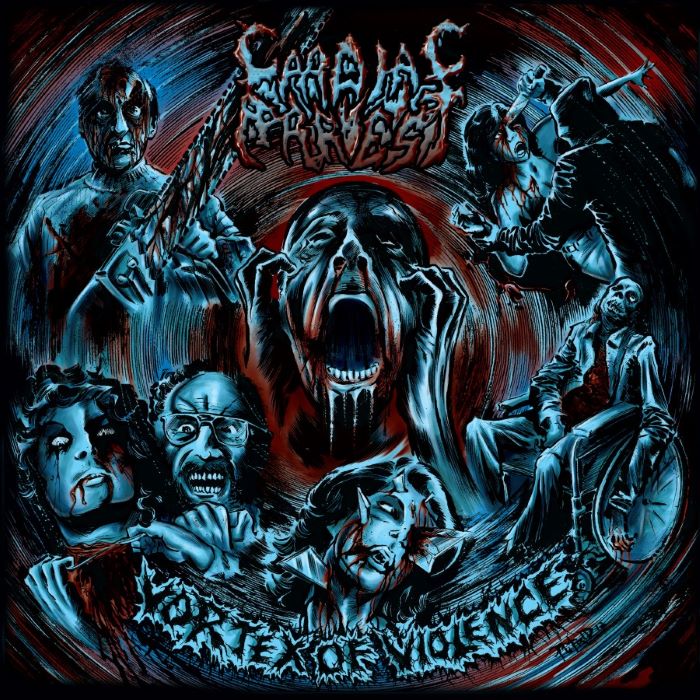 Cardiac Arrest - Vortex of Violence ELECTRIC BLUE WITH HOT PINK SPLATTER LP